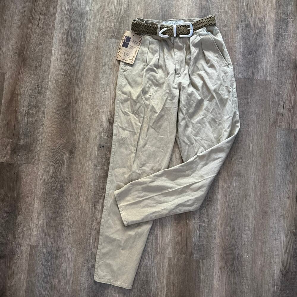 NWT Vtg 90s Chazz Credentials Sz 9 Khaki Pants High Waist Pleated Deadstock Belt
